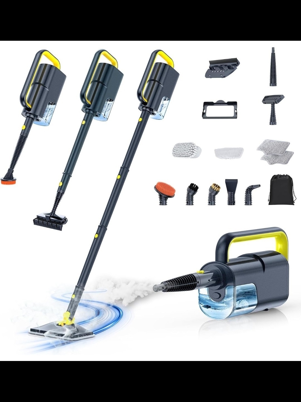 10-in-1 Steam Mop Detachable Handheld Steamer 248°F 10s Heat-Up Floor Cleaner